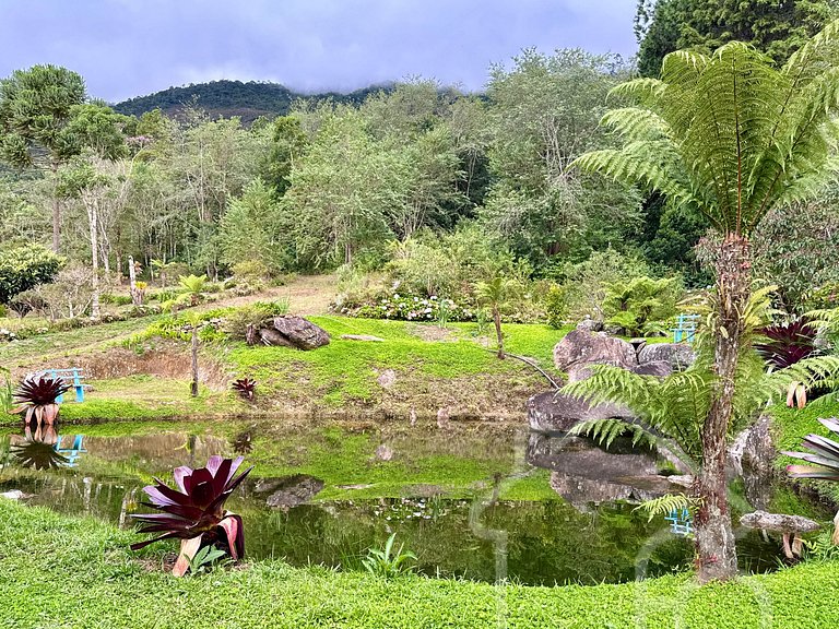 Casa com piscina natural e churrasqueira